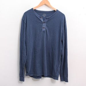 J Crew Dark Blue Henley 3 Button Long Sleeve Shirt XL